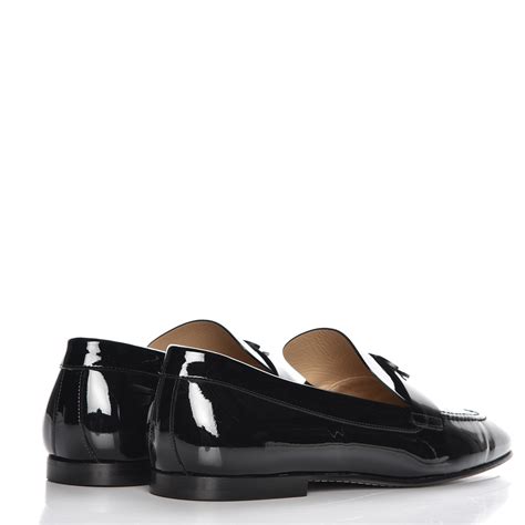 chanel patent calfskin loafers 19235899|CHANEL Patent Calfskin CC Loafers 39.5 Black .